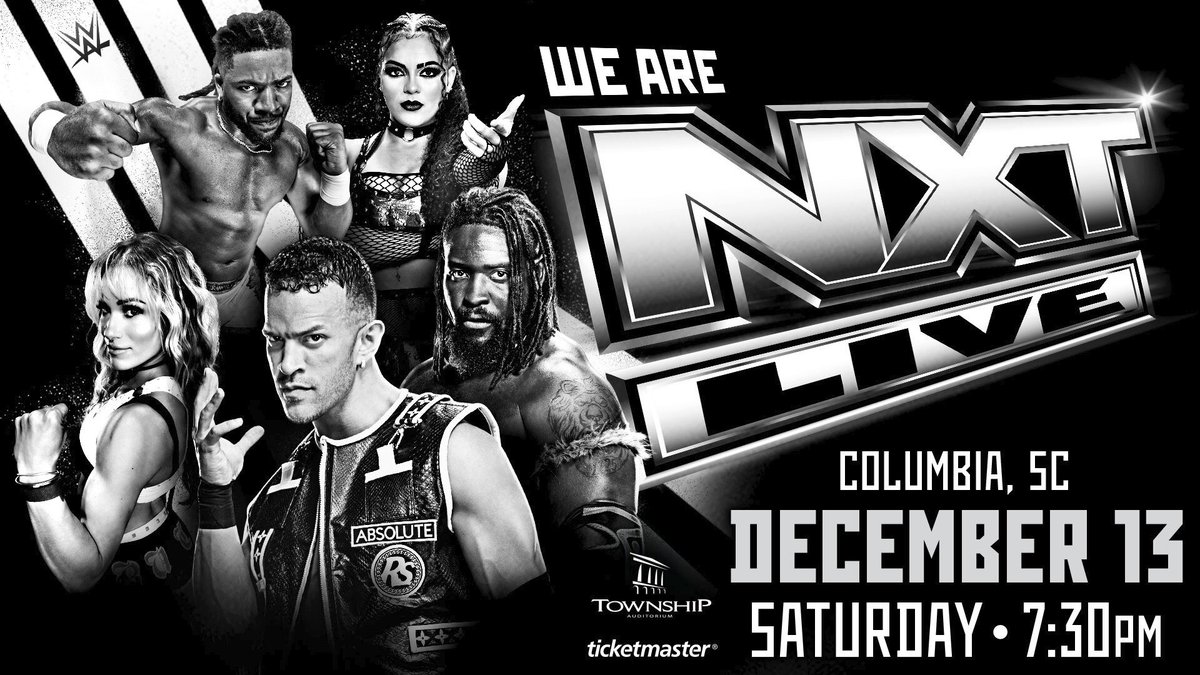 NXT Live is at the Township Auditorium in Columbia, SC TOMORROW NIGHT!  Get your tickets now starting at $25!  See your favorite NXT Superstars live in action!
ticketmaster.com/event/2D00636D…