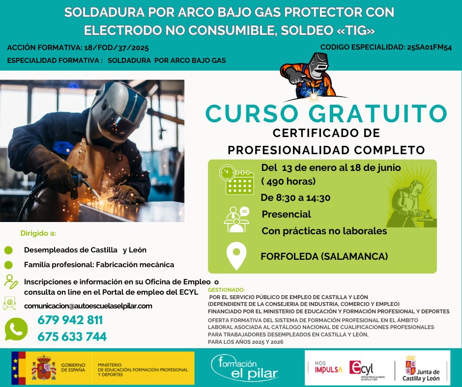 Próximo curso gratuito¡
𝗦𝗢𝗟𝗗𝗔𝗗𝗨𝗥𝗔 𝗣𝗢𝗥 𝗔𝗥𝗖𝗢 𝗕𝗔𝗝𝗢 𝗚𝗔𝗦 𝗣𝗥𝗢𝗧𝗘𝗖𝗧𝗢𝗥 𝗖𝗢𝗡
𝗘𝗟𝗘𝗖𝗧𝗥𝗢𝗗𝗢 𝗡𝗢 𝗖𝗢𝗡𝗦𝗨𝗠𝗜𝗕𝗟𝗘, 𝗦𝗢𝗟𝗗𝗘𝗢 «𝗧𝗜𝗚»