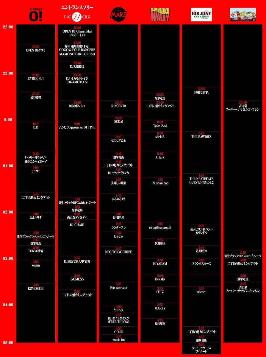 今夜は渋谷→新宿梯子でGOMESSさんのLIVEDJです🔥

出演時間はHORIZONT ANNEX2025は0:45〜、爆裂都市伝説は3:20〜です。

是非、観に来てください。