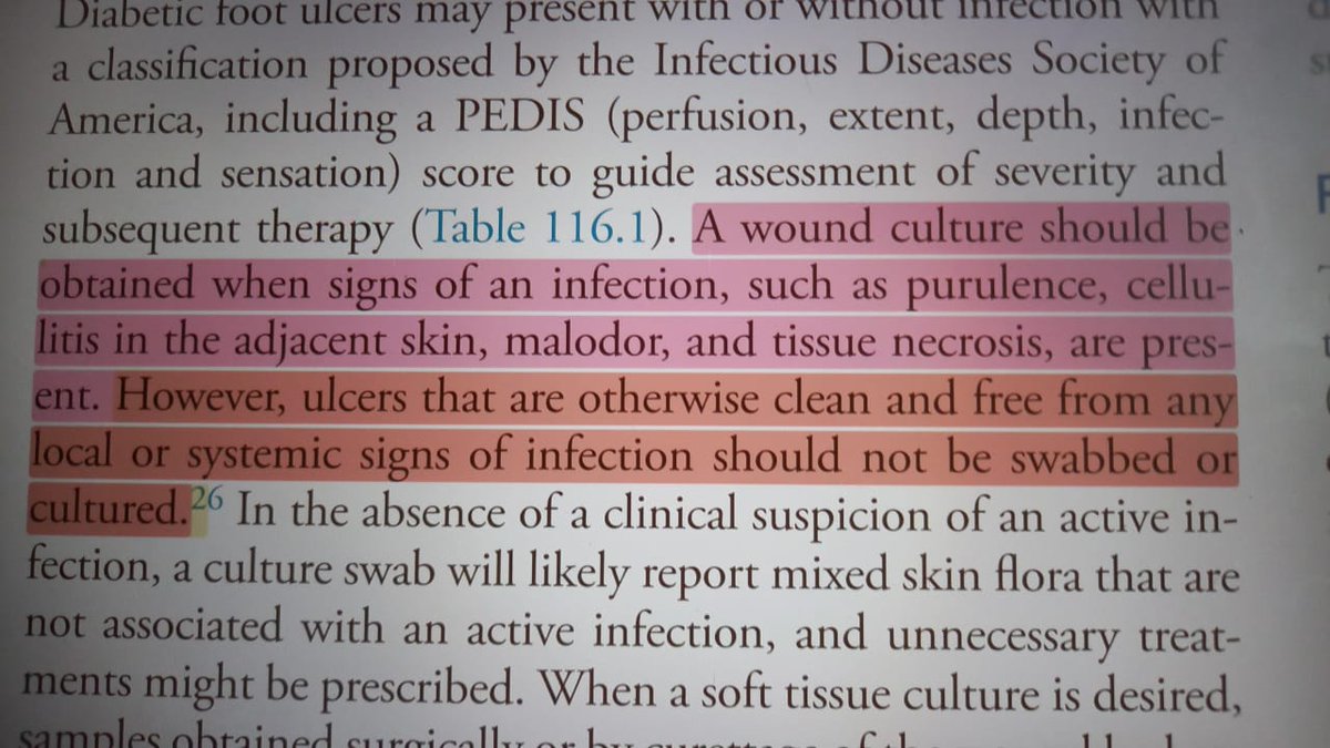 KumarAd23189942's tweet photo. Q. Why it says to not swab a diabetic foot ulcer without signs of infection? What if I do, there's no harm in it right?
#medex 
#medtwitter 
Read next post for the answer https://t.co/xwK1UxXCmV