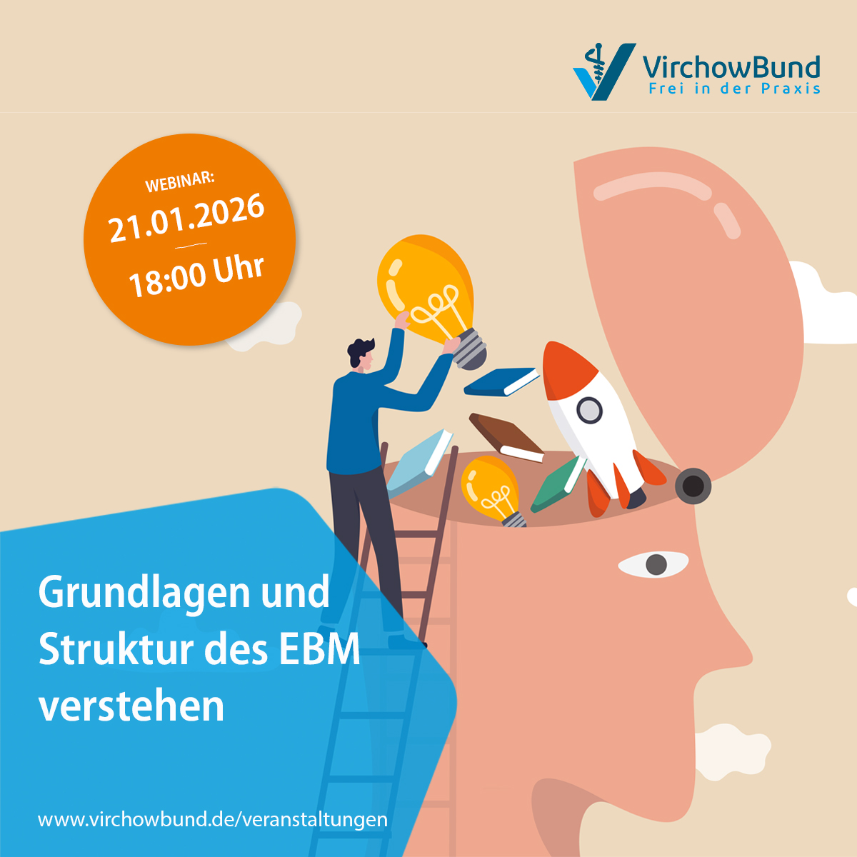 virchowbund's tweet photo. Welche Abrechnungsfehler kommen Sie teuer zu stehen?
Aus welchen Kapiteln dürfen Sie überhaupt abrechnen?

Am 21.01.2026 widmen wir uns mit Ihnen den Grundlagen des EBM. Ein absolut wichtiges Basis-Webinar für alle Ärztinnen und Ärzte!

Hier anmelden: https://t.co/Wr2Wt63w9n https://t.co/CoA7IS8wtS