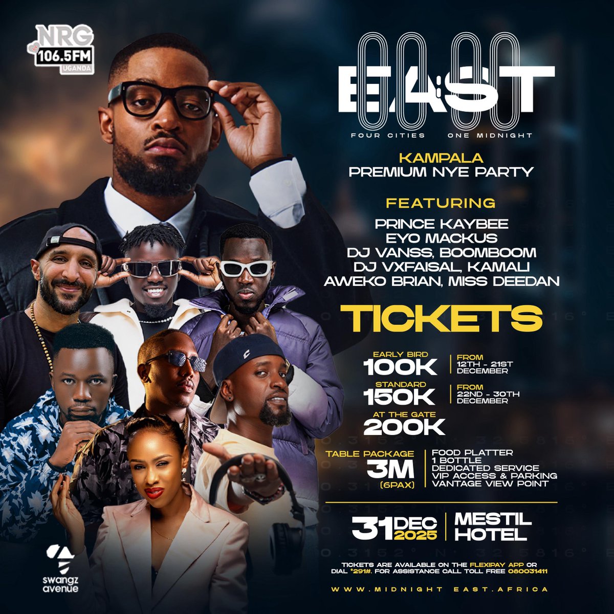 MaamaKampala21's tweet photo. Detty December isn’t playing this year! #MidNightEast is coming to Uganda the party on 31st Dec at Mestil Hotel with all your favorite DJs.

Dial *291# to buy your early bird tickets at 100k 💃 https://t.co/Ntnm8iOJrf