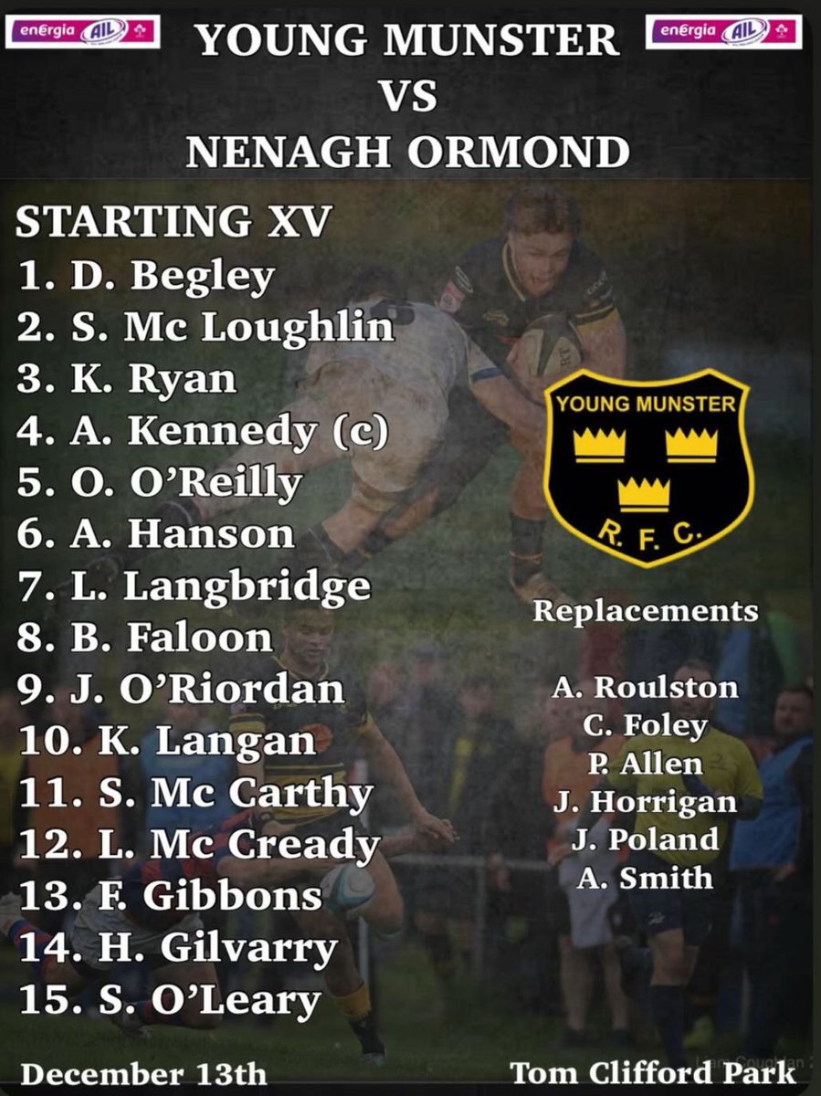 YoungMunsterRFC's tweet image. Here we go…… 

Our last home game before the Christmas break!! 

2:30pm kickoff - we’ll see you there!  

Best of luck lads 💪🏻🍪

#UpTheCookies #EnergiaAIL