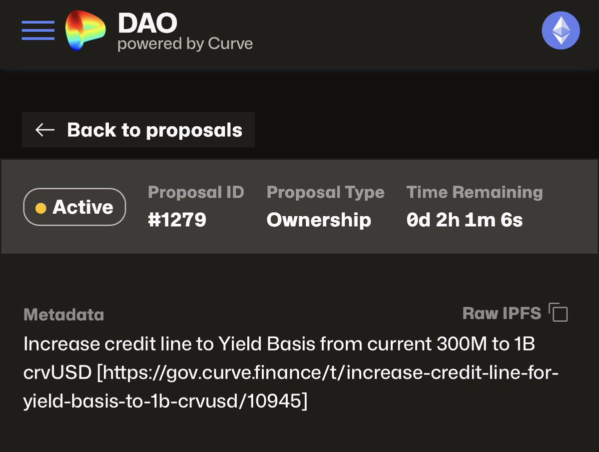yieldbasis's tweet image. governance vote is close to completion

cbBTC pool is planned, but won’t open immediately

activation will follow the approved scaling framework

best to be ready.