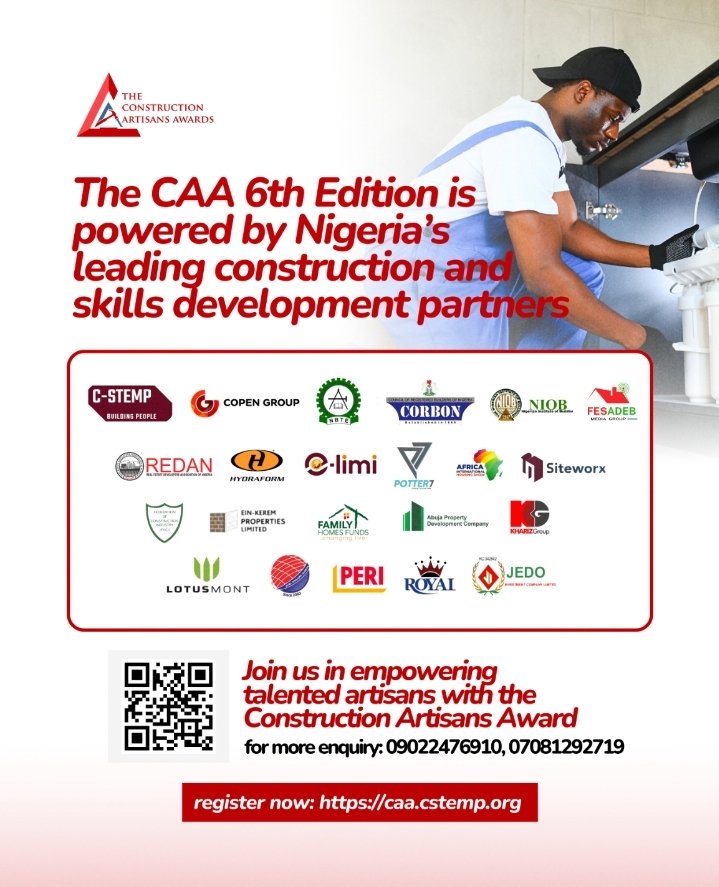 cstempng's tweet photo. The CAA 2026 movement is powered by Nigeria's leading construction and skills development partners.

Together, we're building a skilled nation.

Join the movement https://t.co/aSKYY4N6lk

#partnerPower #TogetherWeBuild #CAA2026 #BuildNigeriaSkills https://t.co/G7cp8BYAnD