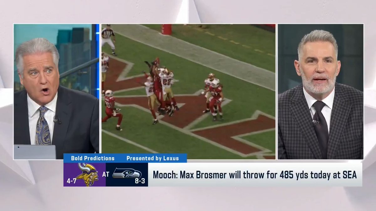 Steve Mariucci predicts that @Vikings QB Max Brosmer will throw for 485 yards today 😳 