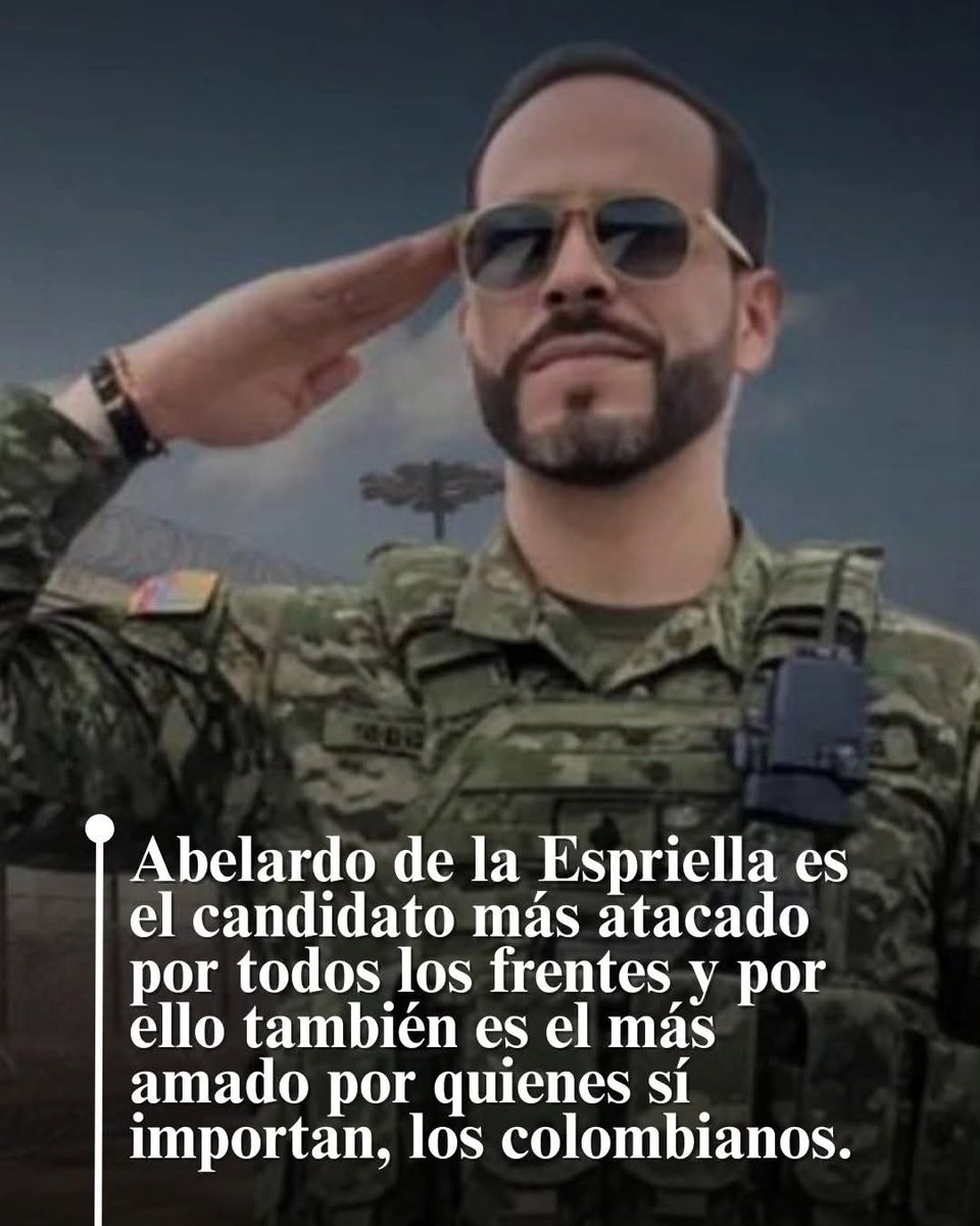 Don_Patriota1's tweet image. El Buckele colombiano, @ABDELAESPRIELLA, está listo para castigar a todos los bandidos narcoterroristas FARC, ELN, M19, Clan del Golfo y sus auxiliadora políticos como: Iván Cepeda, Gustavo Petro y Juan Manuel Santos

El TigrePresidente 2026 2030 en primera vuelta

Si se puede