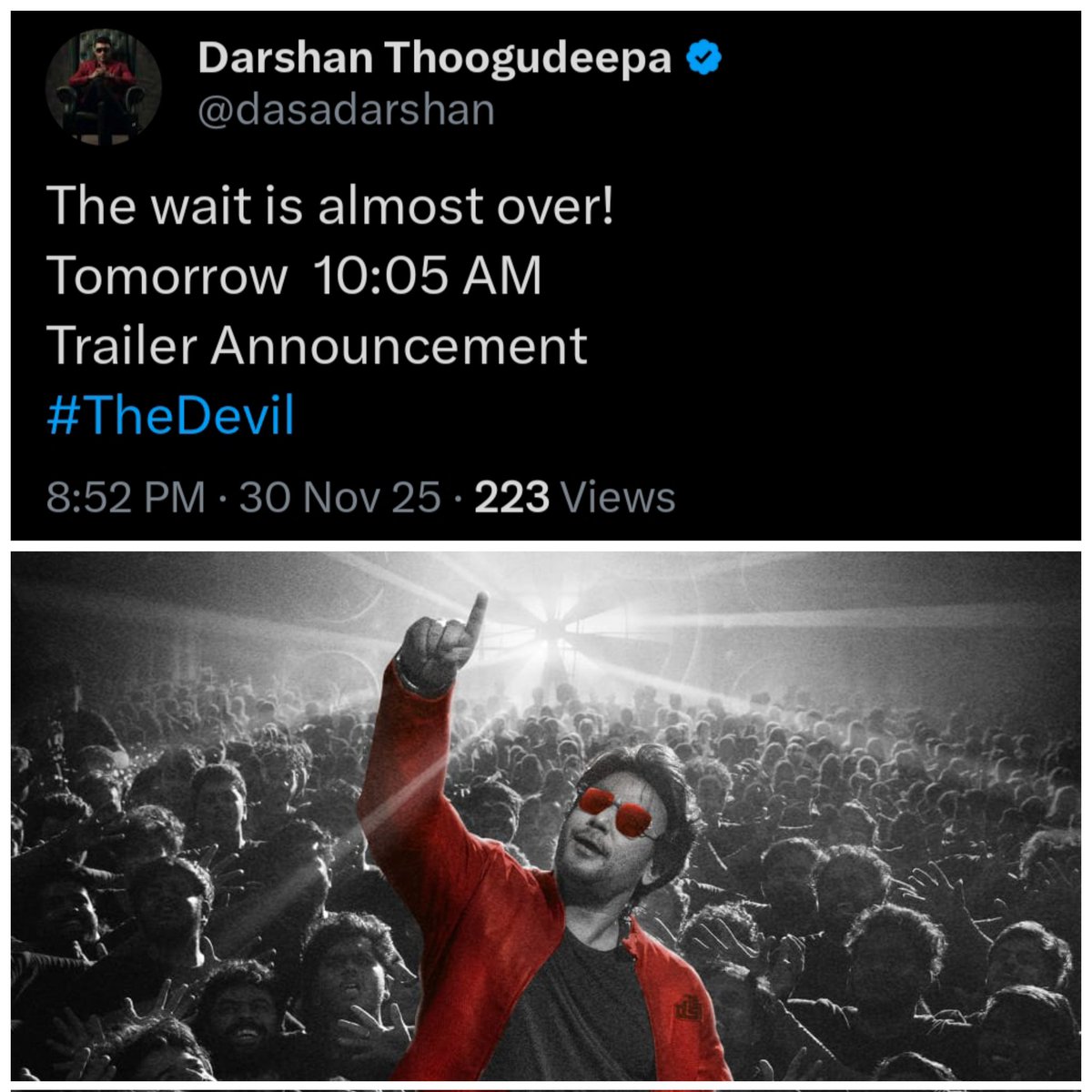 DTEAM7999's tweet image. The wait is almost over!
Tomorrow  10:05 AM
Trailer Announcement
#TheDevil #DBoss𓃰