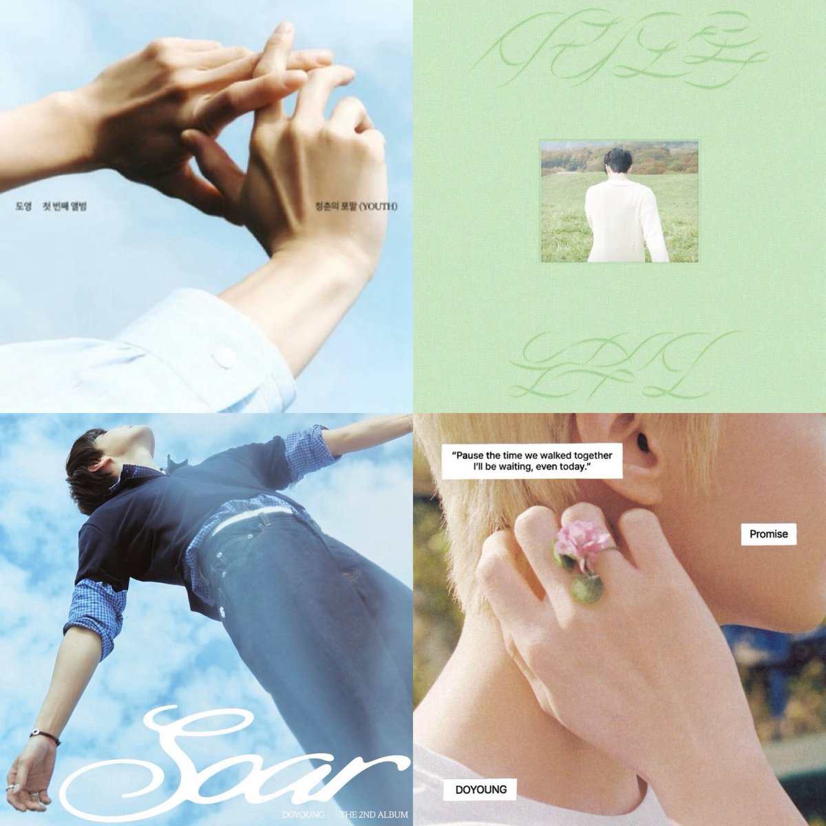 dxjaejung's tweet photo. omg doyoung rly released songs for us for every season 😭🥺

2024 spring - Youth
2024 autumn - The Story
2025 summer - Soar
2025 winter - Promise https://t.co/sESzLTZDfP
