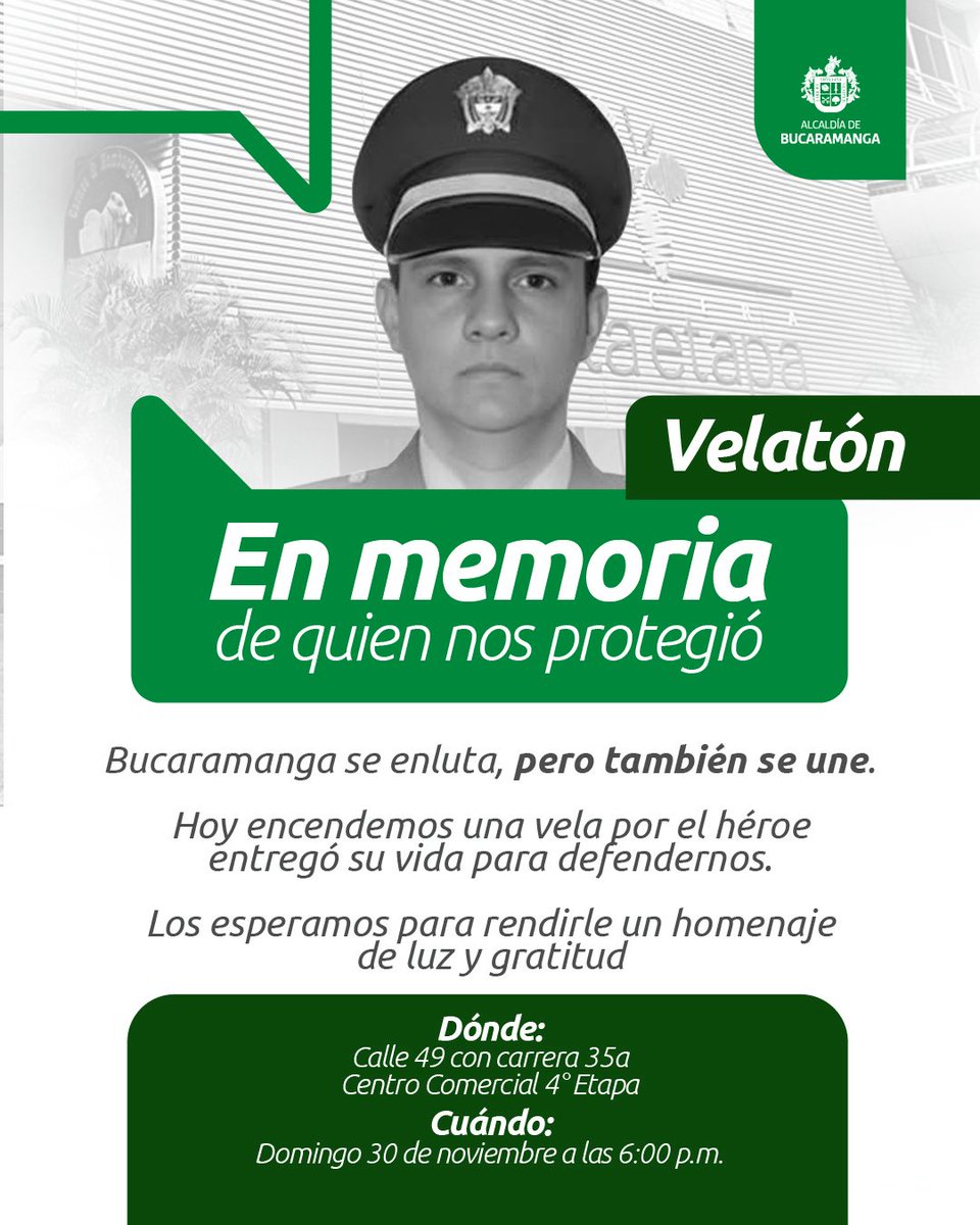 AlcaldiaBGA's tweet photo. Unámonos en este homenaje póstumo a un héroe de la patria que dió su vida brindando seguridad en nuestra ciudad. https://t.co/p38HPtHaRt