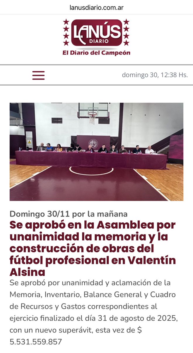 Se llevó a cabo la Asamblea Anual Ordinaria del Club #Lanus 
lanusdiario.com.ar/?noticias=se-a…