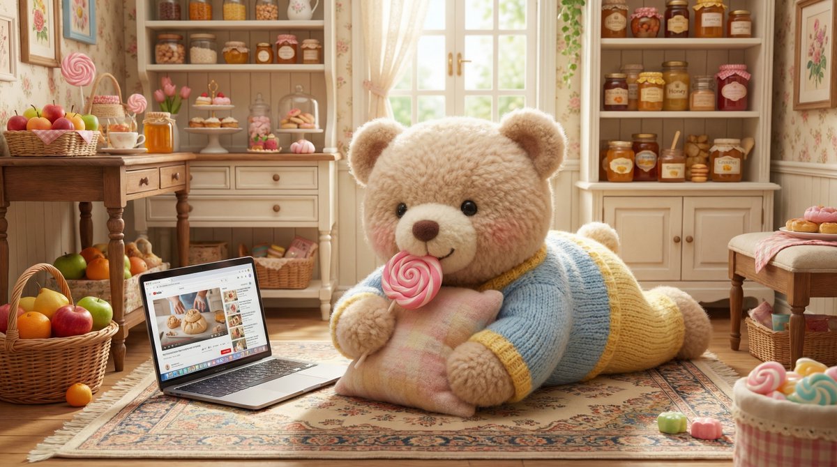 nekoaitelepathy's tweet image. クマさんのキャンディぺろぺろタイムをNanoBananaProでチャレンジしたら、プロンプトを理解して期待以上に満足。しっかりYouTubeを視聴してるし、解像度が凄い。→ EaseMate AIで面白い写真を生成しました。ぜひ試してみてください！ easemate.ai/jp/webapp/chat… #detail #resolution #definition