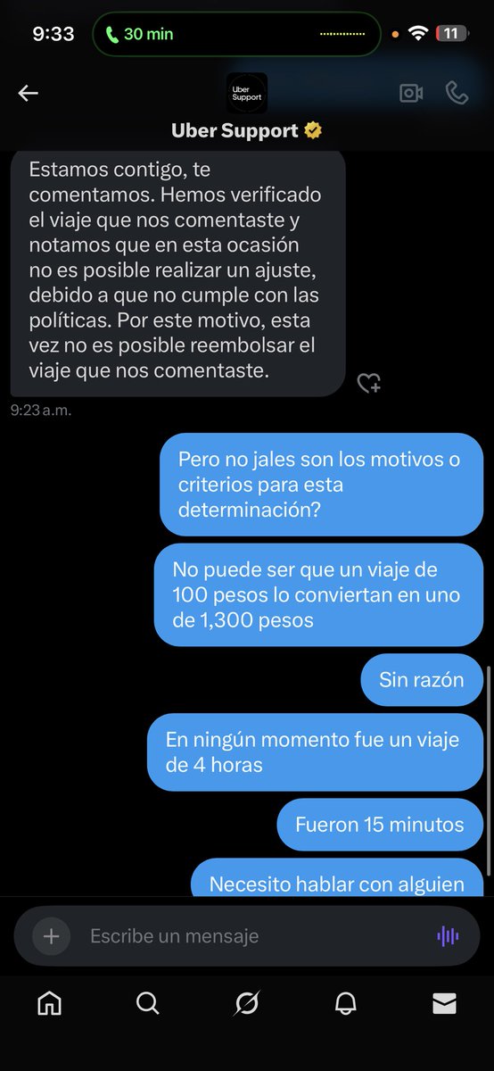 Aitherios91's tweet photo. @Uber_MEX @Uber_Support quién determina que un viaje de 15 minutos se debe cobrar en más de $1,300.00 pesos y además nadie revisa la tarifa. Es un robo @AtencionProfeco @Profeco https://t.co/XkEEp0ySXn