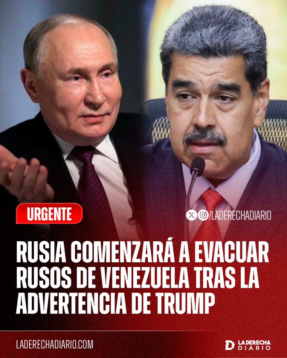 🚨🇷🇺🇺🇸🇻🇪 | #URGENTE SE VIENE: Rusia anunció que comenzará a enviar vuelos especiales para evacuar a los ciudadanos rusos que se encuentren en Venezuela, tras el cierre del espacio aéreo decretado por Donald Trump.