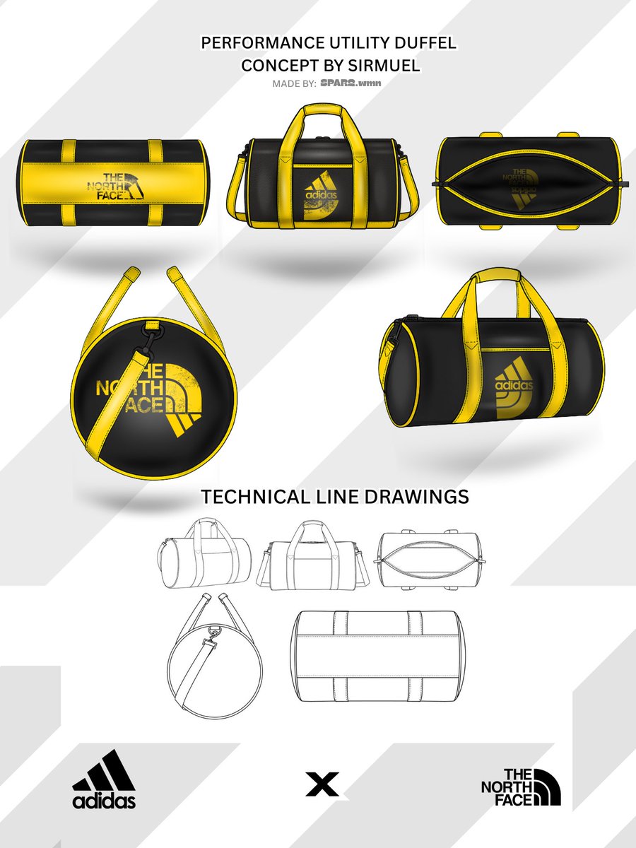 I designed my first ever duffel bag 🎒
adidas × The North Face collab concept.
Built from scratch 

Feedback = Fuel 🙏🏾🔥