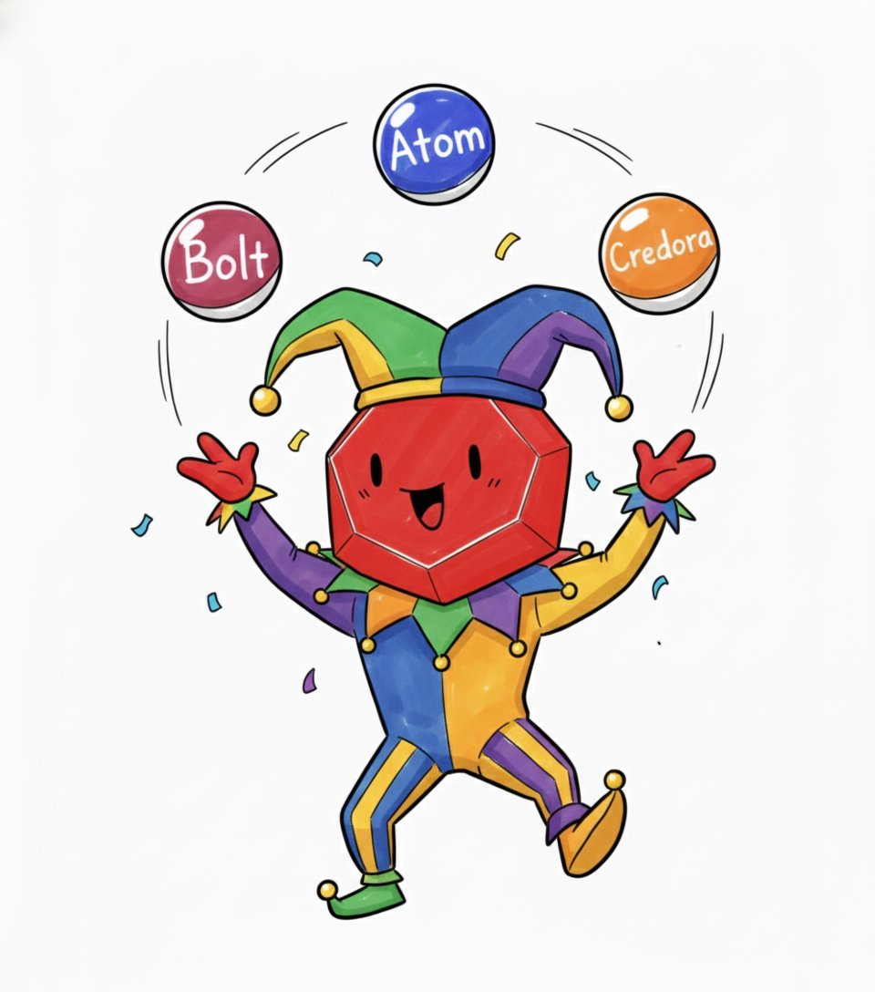 Stoney is juggling with 3 balls
#BOLT #ATOM #CREDORA

Well balanced, well perfomed