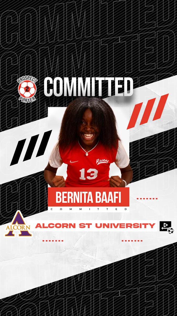 Congratulations to client Bernita Baafi on her commitment to NCAA D1 program <a href="/AlcornSoccer/">Alcorn Women's Soccer</a> 

Bernita is a 2x NJCAA All-Region performer from Ghana 🇬🇭 

Interested? Contact us! 👇

Cell / WhatsApp: 
+13146865178 

Email: Prospect2Player@gmail.com