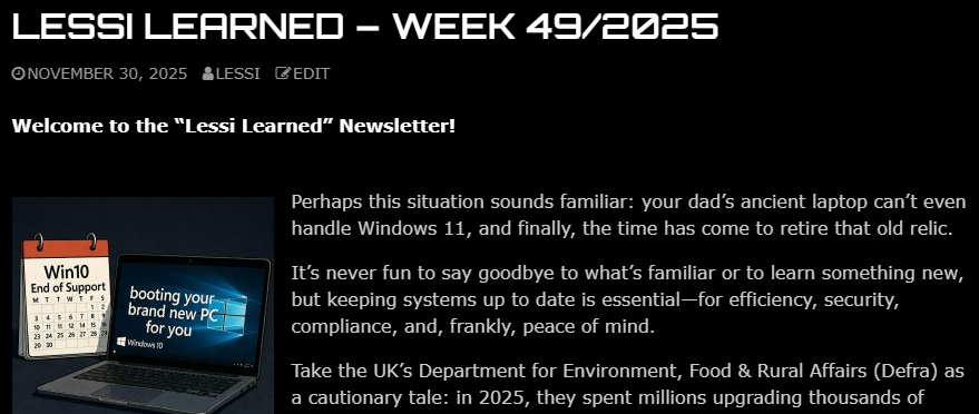The new Lessi-Learned Newsletter is here:

⚙️Welcome #Veeam v13.0.1
⚙️Encryption Key Change Alert
⚙️Locking yourself out of the Veeam Software ⚙️Appliance
⚙️Upgrade? Read the documentation first (aka RTFM)
⚙️Instant Recovery for SQL &amp; Oracle

lighthouse-program.com