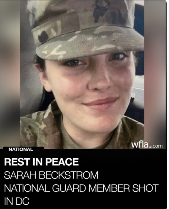 marlene4719's tweet image. That the Trump administration flew the flag at half mast Charlie Kirk, but not for for fallen NG Sarah Beckstrom tells you everything.