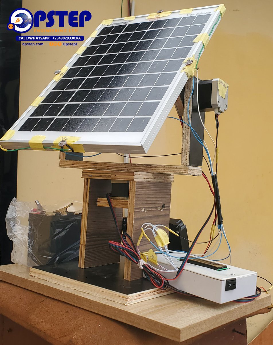OpstepE's tweet image. Dual-axis solar tracker uses a feedback loop mechanism: LDRs detect d brightest part of d sky &amp;amp; d #microcontroller processes this data 2drive two stepper motors, adjusting d solar panel’s position horizontally &amp;amp; vertically

#solartracker #diyelectronics #renewableenergy