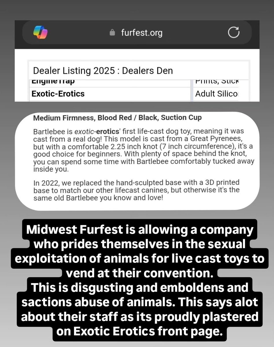 Techsgoggles's tweet photo. @FurFest why are you blocking and hiding people speaking out about the fact you guys are fine with animal rapists https://t.co/HZZJUWZ1OZ