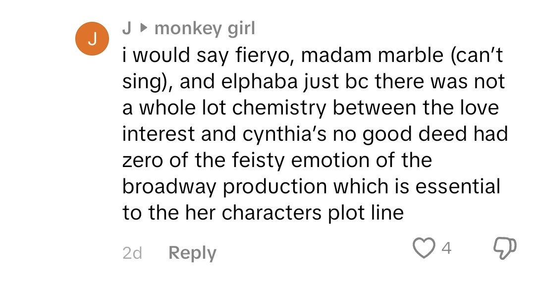 Talking about how the characters were miscast when you dont wven know their names. Madam marble