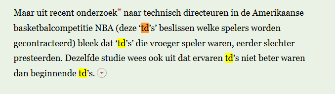Een enorm goed artikel / podcast uit de correspondent. Verklaart ook direct waarom ervaren TDs niet per definitie beter zijn dan niet ervaren TDs. 

Serieus heel interessant, en voor heel veel beroepen toepasbaar.
decorrespondent.nl/16546/waarom-a…