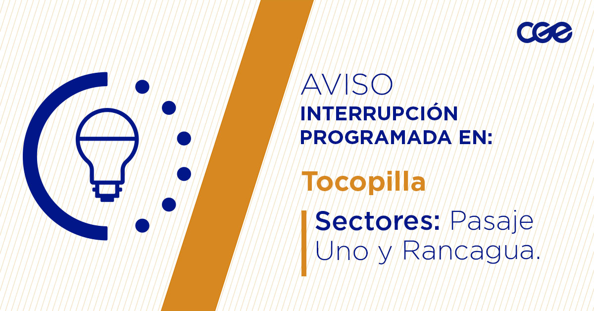 CGE_Clientes's tweet image. Para mejorar la calidad del suministro de nuestros clientes de #Tocopilla, este martes, entre 09:00 y 15:00 horas, se realizará una #InterrupciónProgramada (sectores en la imagen 👇) debido a trabajos de mejoras. Recuerda desconectar tus artefactos 🔌