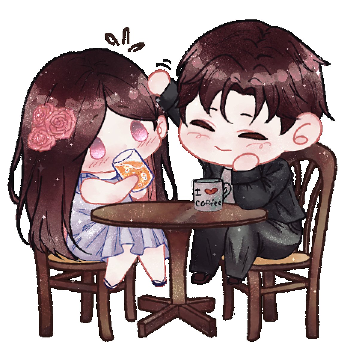 My cute adorable OCTP ❤️‍🔥
I may sell this chibi artstyle soon hehehe, shooo cuttteee. 
#octp #oc #watercolor #csp