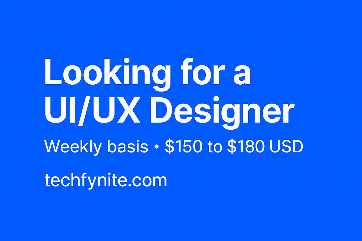 WebDesigner_2's tweet image. We’re looking for a UI/UX Designer to work with us on a weekly basis.

Budget: $150–$180 per week

If you’re skilled with Figma and modern web design, we’d love to connect.

Apply or learn more at: techfynite.com

👉 Share your portfolio link in the comments — don’t…