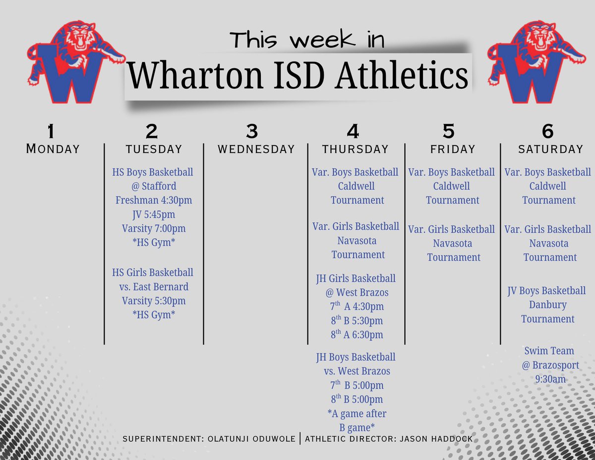 Welcome back and hello December!☃️
Hoop squads across the district are BUSY, and swim caps off the week. Come out and support your Tigers!!!
#TigerPrideRising #RestoreTheRoar