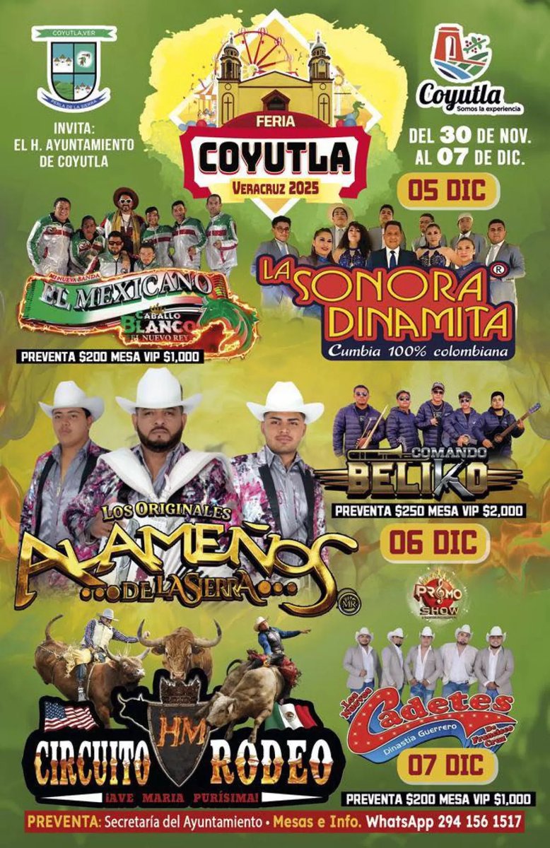 ✨🎶💃🏻🕺🏻Feria Coyutla Veracruz 2025: Conciertos, Rodeo y Gran Ambiente desde hoy y hasta el 7 de diciembre:

dondehayferia.com/feria-coyutla-…