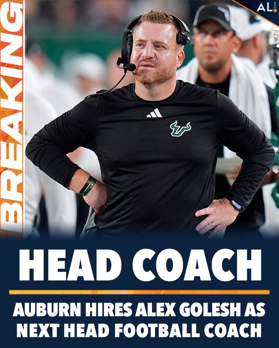 Auburn has reportedly hired Alex Golesh as its next head football coach.

Details: al.com/auburnfootball…