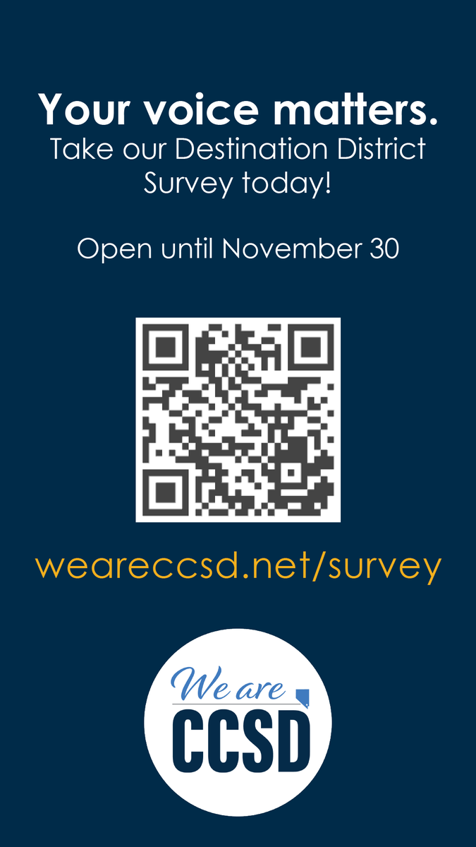 The Destination District survey closes TODAY! Make sure to take the survey at weareccsd.net/survey before it closes!