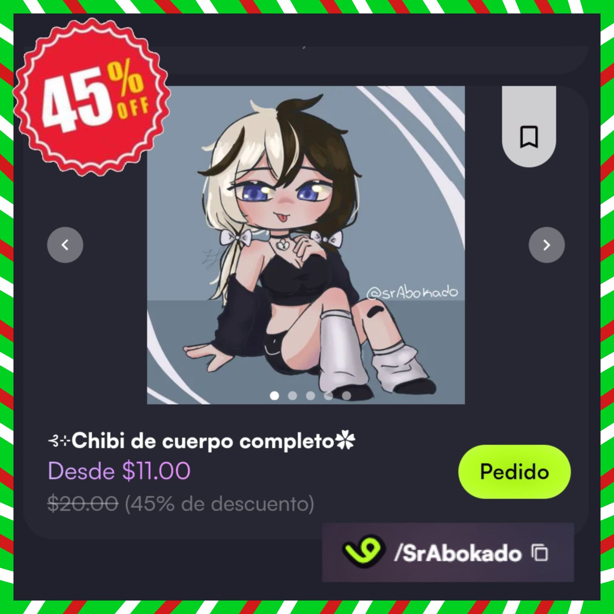 SrAbokado's tweet photo. 🎄 45% OFF on VGen!  
Chibis · Illustrations · Emotes · PNGTuber Plus  
From today until December 30!
    
https://t.co/GVvTjpV2db  

#CommissionsOpen #VTuberCommission #ChibiArt #Emotes #PNGTuber #VGen #OfertaNavidad #ArtCommission https://t.co/Of6PVx0Xwm