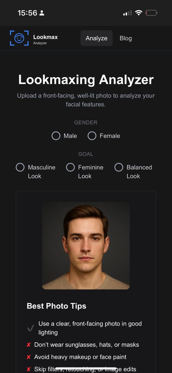 LookmaxAnalyzer's tweet image. Just shipped a full mobile redesign for Lookmax Analyzer - faster uploads, smoother interactions, and an overall cleaner UI 🚀