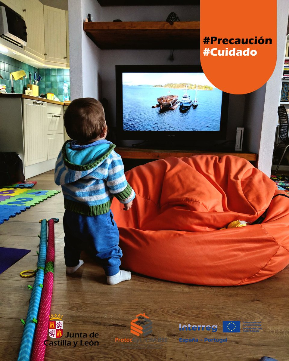 🇪🇸 Asegura estanterías, muebles y televisores si hay niños en casa.

🇵🇹 Prenda estantes, móveis e televisões se houver crianças em casa.
#ProtecCyL #CIMBSE #NiñezSegura