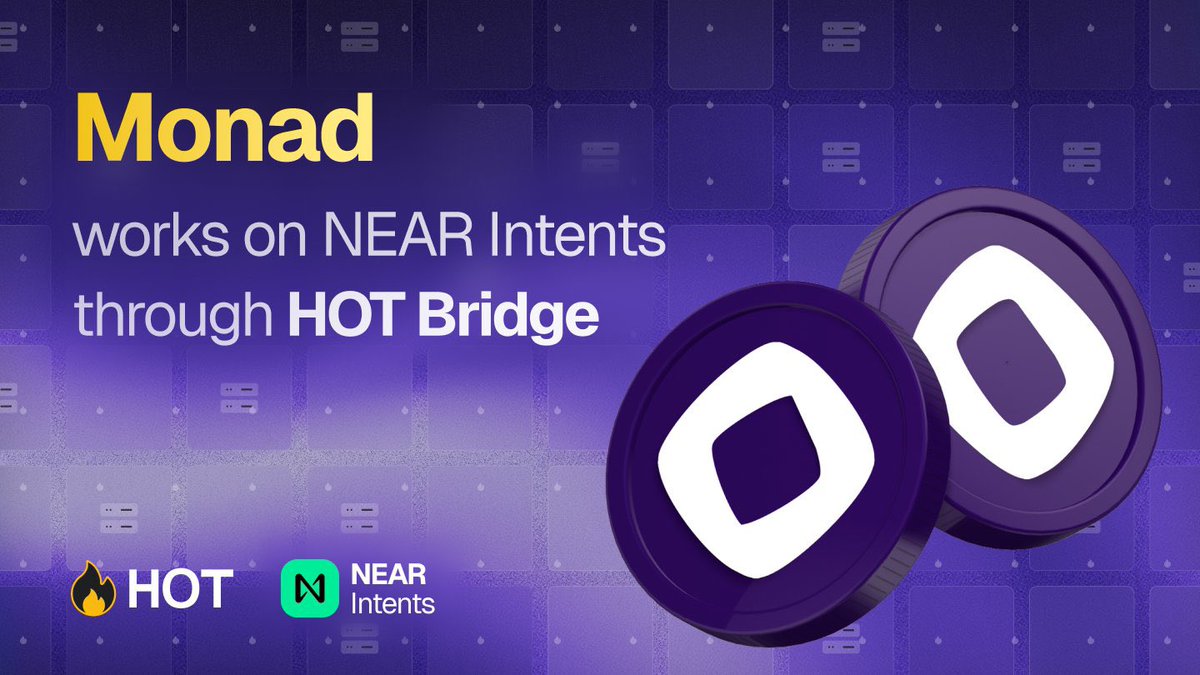 Dsaint010's tweet image. “Another major integration from HOT Protocol 👀
Monad is now live on NEAR Intents via the HOT Bridge onboarding chains in hours, powering wallets, aggregators &amp;amp; more.
Where do you see HOT by 2026? 🚀👇
#HOTProtocol #Monad #NEAR #Web3”