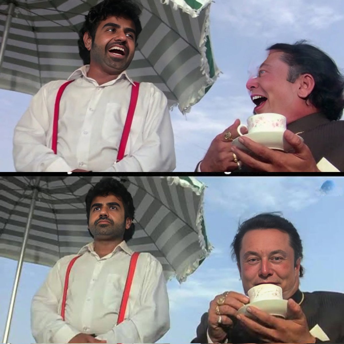 memes_hallabol's tweet image. Nikhil Kamath and Elon Musk for no Reason