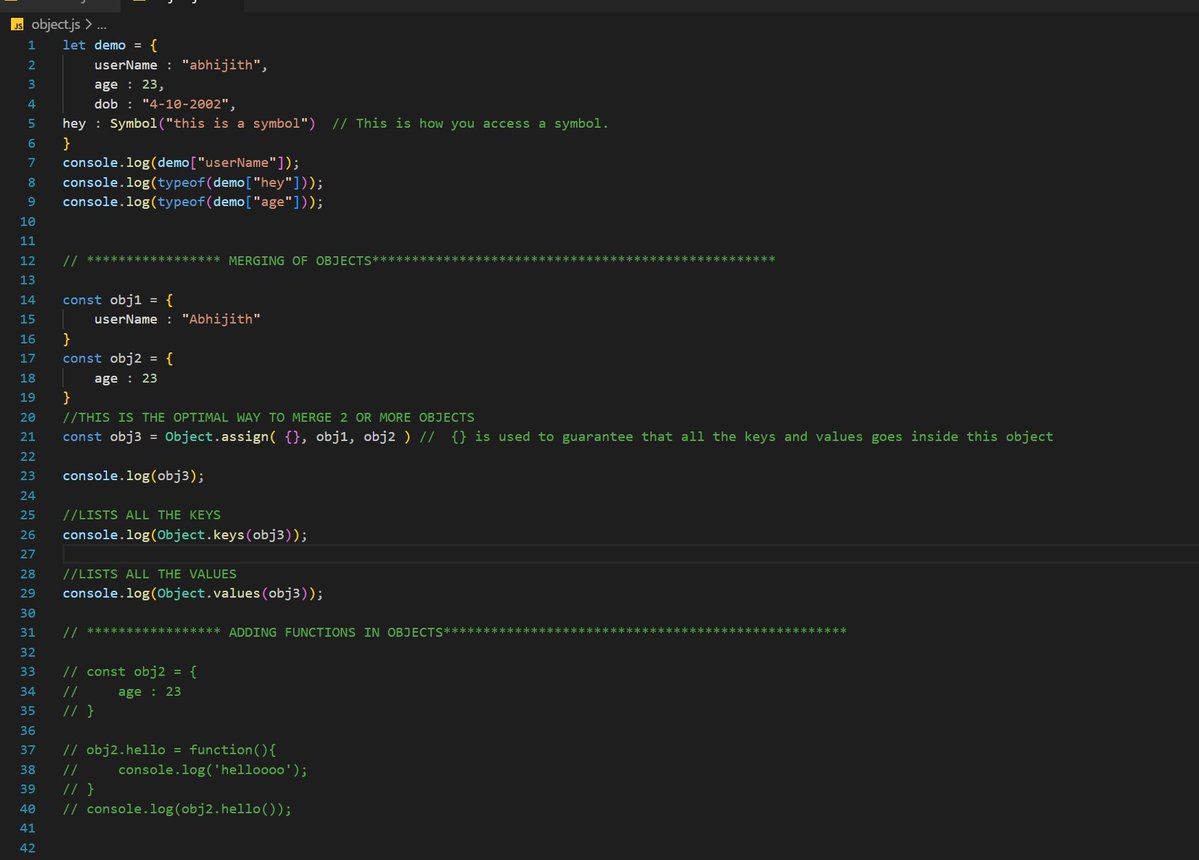 Abhijith__A's tweet image. Day 3 of learning [ JavaScript ]🚀

- Explored Numbers and Math in JS.
- Learned about common Math methods.
-  round(), ceil(), and floor().
- Used Math.random() to generate random numbers.
- Dived into object destructuring for cleaner code.
- Understood how to extract values…