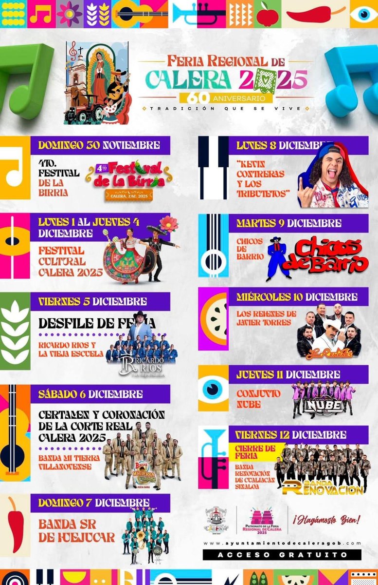 Feria Regional de Calera 2025: celebra el 60 aniversario con música, cultura y tradición, ¡Hoy inicia!🎉🎊🎡

dondehayferia.com/feria-regional…