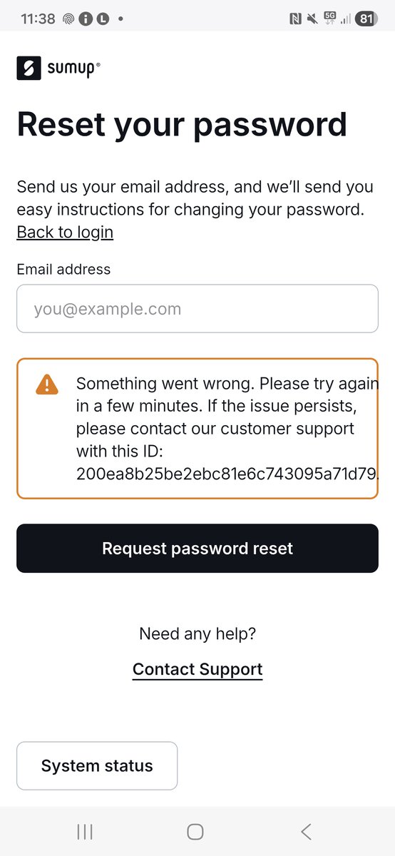 JamesGilesLane's tweet photo. @SumUp tried to log in, had this result. Put my email in to reset password and it said the second option. I then made a new account, new email etc, set it up, and now it is saying the same thing when I go to log in to that one https://t.co/wnpXRWoQkF