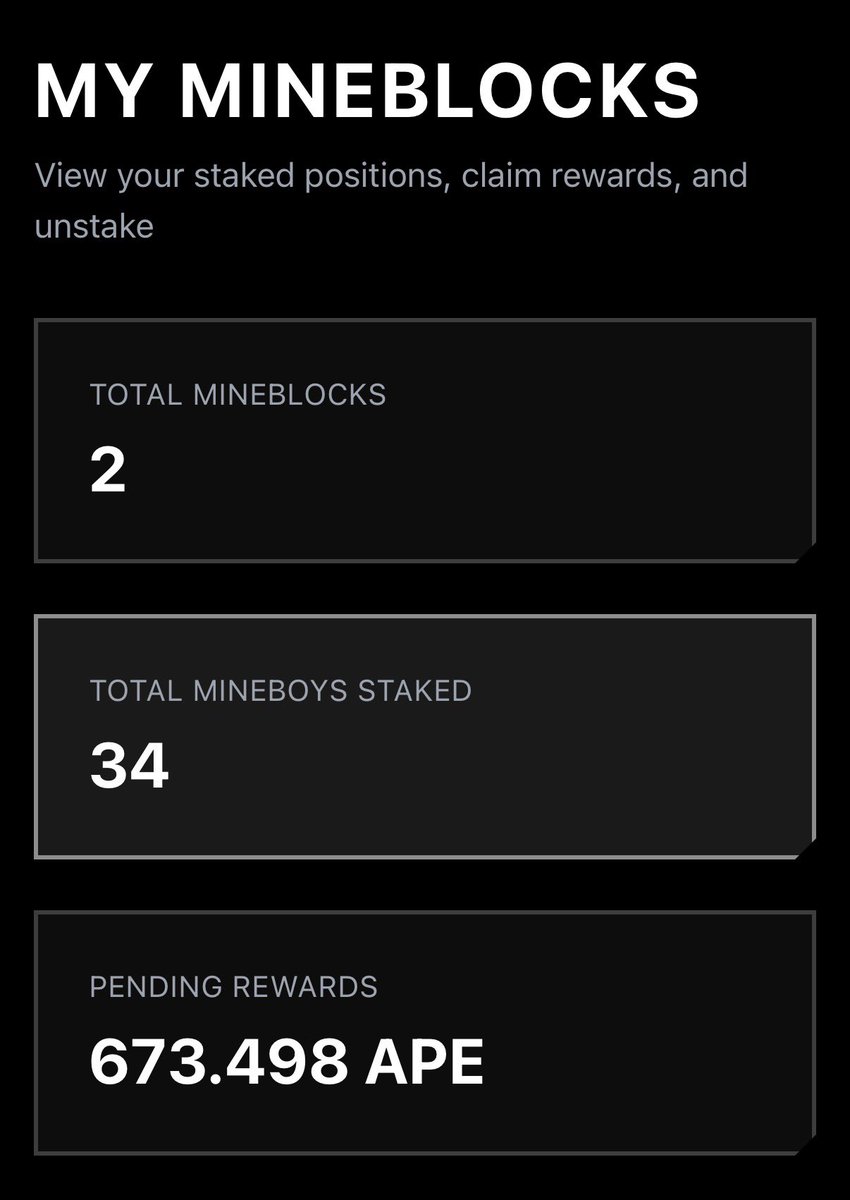 B_T_Furfoot's tweet photo. Thank you @notapunkscult for being so awesome! 

I made over 2900 $APE staking #Mineboys #NFTs as #MineBlocks this staking season. I had 145 staked. 👀

I still have 2 Mineblocks unclaimed. And have over 300 MineBoys now. MineBoys are the alpha! 🔥
@ApeChainHUB @apecoin https://t.co/J3xXuuxxC0
