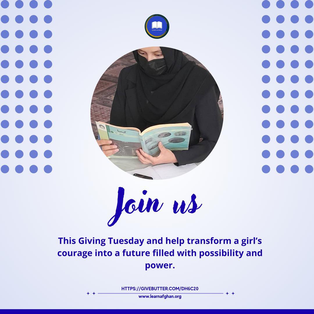 LEARNAfg's tweet image. Today, Afghan girls need your support more than ever.
With LEARN Afghan, they can keep learning, building skills, and chasing their dreams — even in the hardest places.

Donate now and open a door to their future: givebutter.com/dH6c2o

#GivingTuesday #LEARNAfghan