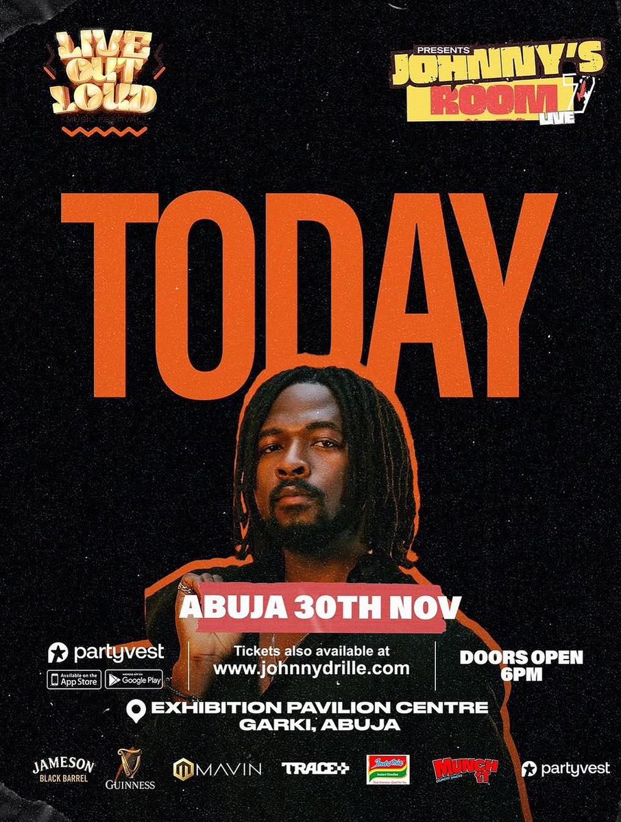 baddest_cash's tweet photo. My Abuja people and Jonny Drill lovers, it’s happening today live at the Exhibition Pavilion Center!!!
JOHNNY DRILLE in Abuja!
Get your tickets: https://t.co/HmuWUDFU6X
@MavinRecords @partyvest
@AbujaKulture
#LiveOutLoudFest
#JohnnysRoomLive7 https://t.co/ZoUnVrW8Ht