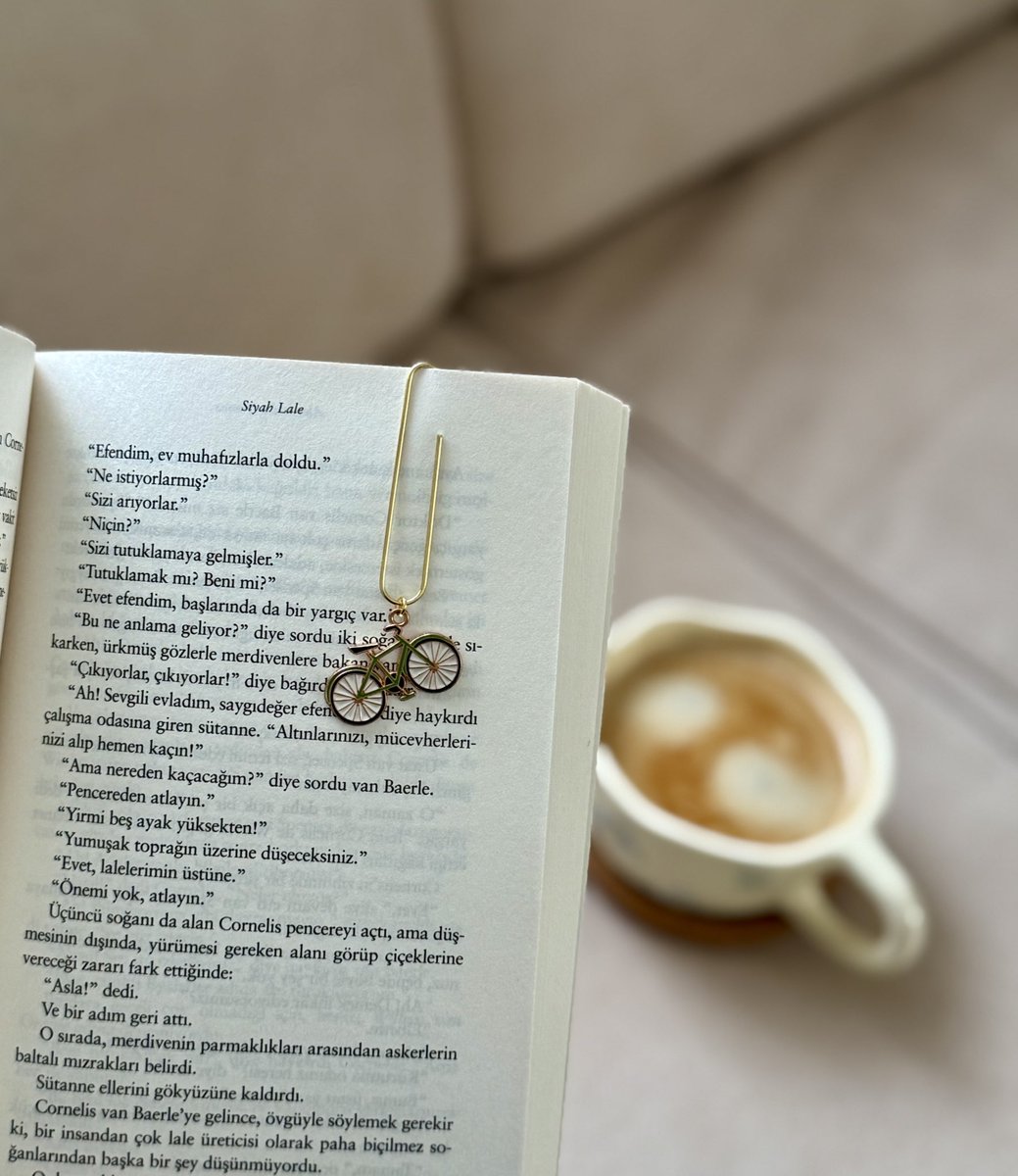 Yeni bir kitap, sıcak bir kahve, pazar miskinliği ve bisikletli ayraç.. 🫠