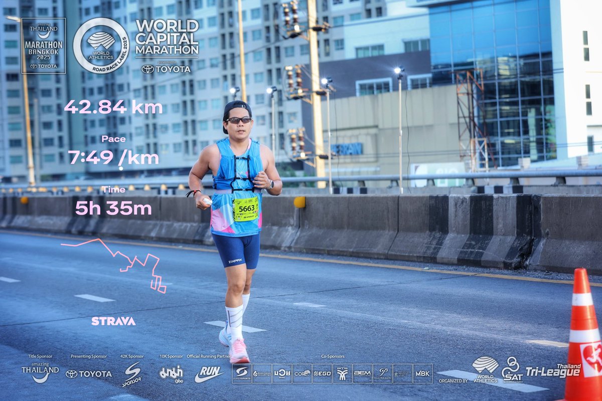 DolDolArt's tweet photo. Amazing Thailand Marathon Bangkok 2025 
ฟูลมาราธอน ครั้งที่ 24
อาทิตย์ก่อน เพิ่งไปวิ่งอัลตร้าสวนรถไฟมา วันนี้เลยยังพอมีแรงเหลือมาซ้ำอีกสัก 42K 😚😚
งาน ATM นี้ลงมา 4-5 ครั้งแล้ว ฟูลแรกเมื่อปี 2019 ก็ที่งานนี้ 
เวลาผ่านไป 7 ปี กับฟูลที่ 24 ก็ทำเวลาได้ดีกว่าตอนวิ่งฟูลแรก https://t.co/qGMfT2tlzE