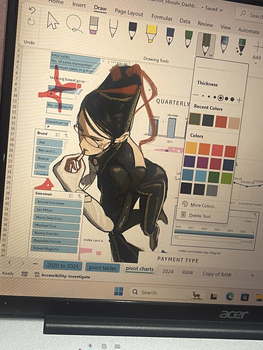 Hiiroshiiii's tweet image. Bayonetta doodle in excel