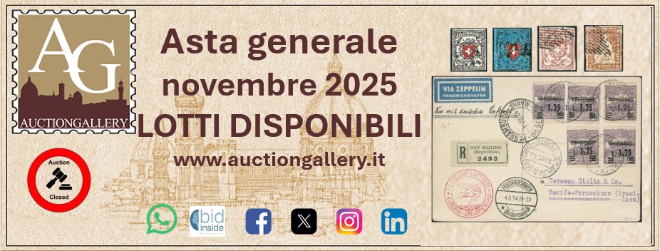 AuctionsGallery's tweet photo. Si è conclusa la 97° asta di #AuctionGallery
Ringraziamo tutti coloro che hanno partecipato.
Saranno pubblicati i lotti disponibili più significativi.
https://t.co/a5GX8S8rRN
#francobollo #stamp #sello #timbre #briefmarke #filatelia #philatelie #philately #italia #italy #italie https://t.co/SSWGUm90K0