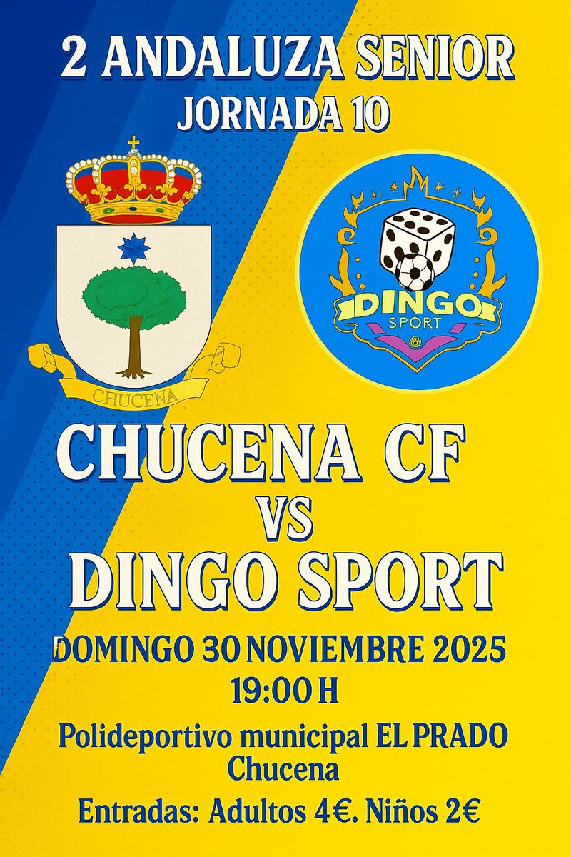 No falte ven y disfruta esta tarde del partido de liga nuestro senior 💛💙💛💙⚽️⚽️
🎫 : adultos 4€   Niños 2€